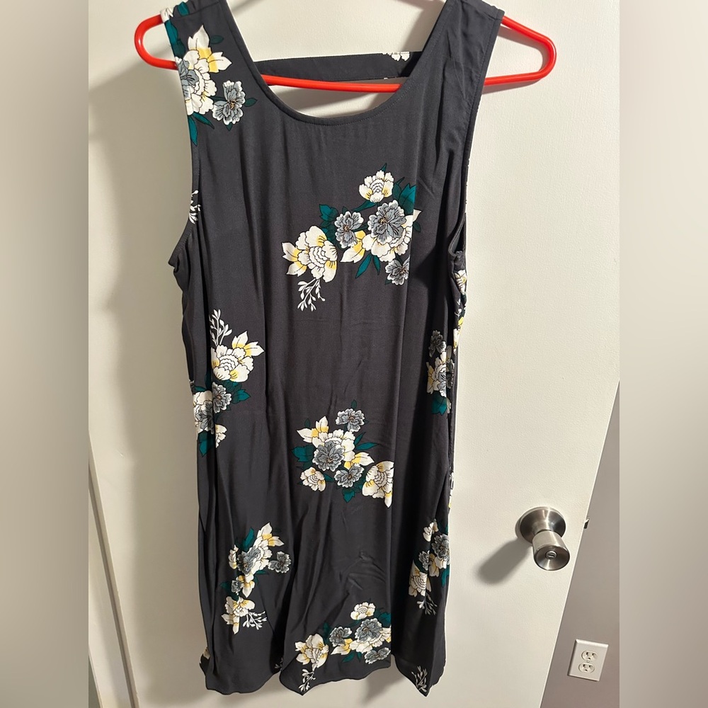 Maurices Floral Dress - Gray with Yellow and White Accents